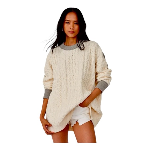 FREE PEOPLE Olympia Tunic Cable Knit Chunky Sweater Sweatshirt XS OVERSIZED S M - Picture 12 of 16